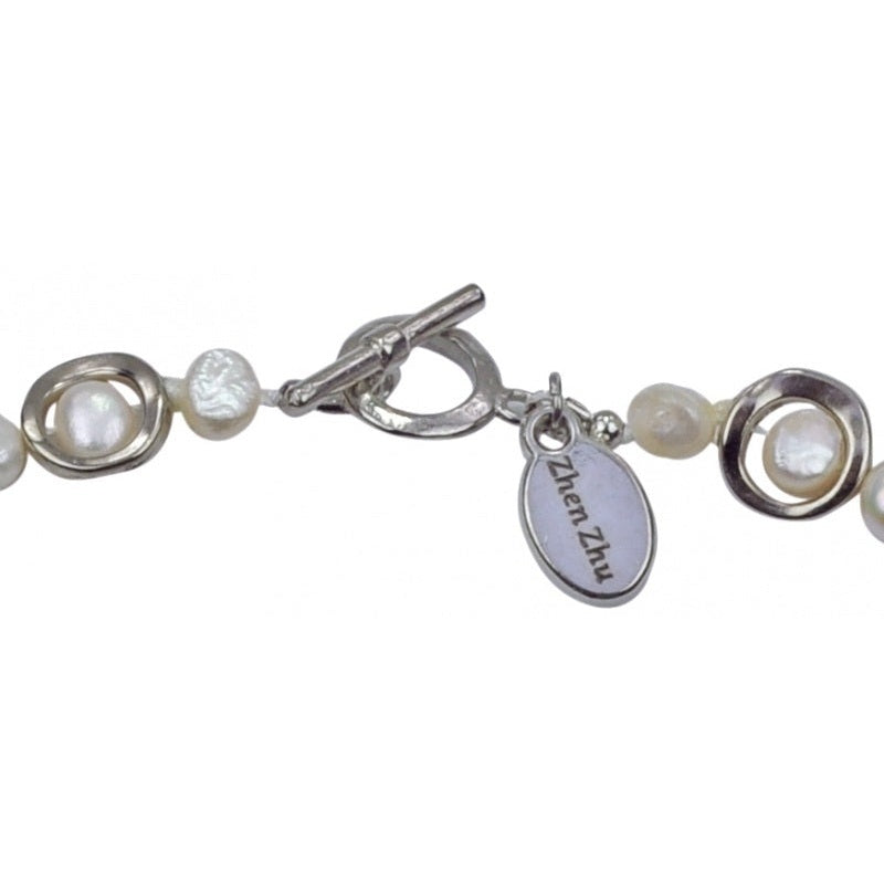 Slotje van zoetwater parelketting met witte parels | Pearl Geometric