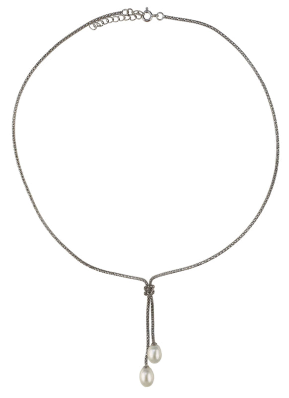 Zoetwater parelketting met witte parels aan sterling zilveren ketting (925) | Milou