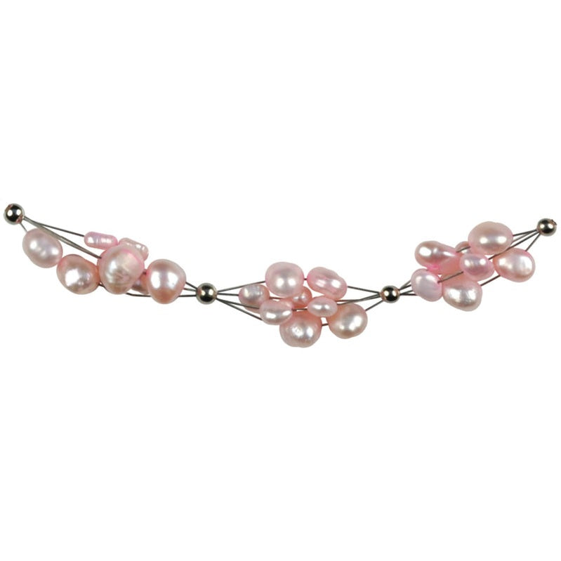 Detail van roze zoetwater parelketting met sterling zilver (925) | Janny