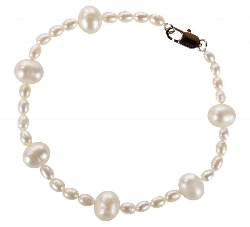 Wit zoetwater parel armband met sterling zilver | Little Bold Pearl