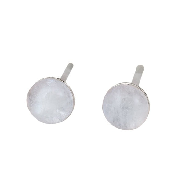 Witte edelstenen oorknopjes met maansteen en sterling zilver (925) | Dome Moonstone Silver