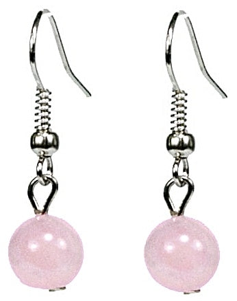 Roze edelstenen oorbellen met rozenkwarts en sterling zilver (925) | Dangling Rosé Quartz