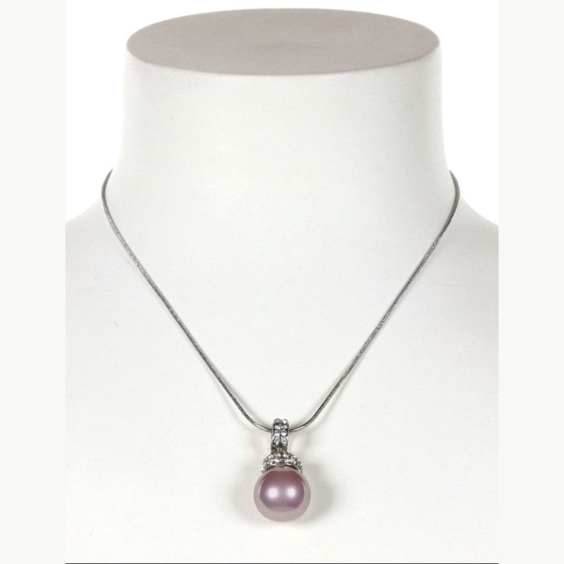 Oud roze mother of pearl parelketting met stras steentjes op buste | Filanie