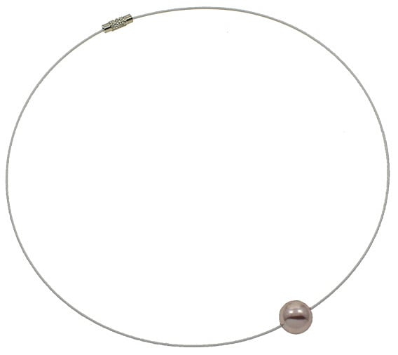 Mother of pearl parelketting met oud roze parel | Wire Shiny Ball Pink