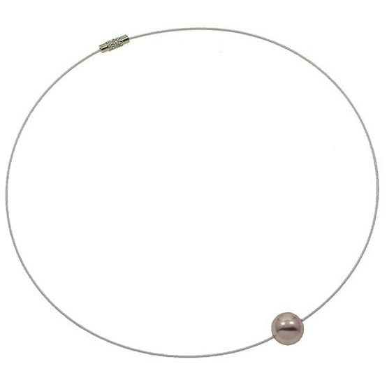 Mother of pearl parelketting met oud roze parel | Wire Shiny Ball Pink
