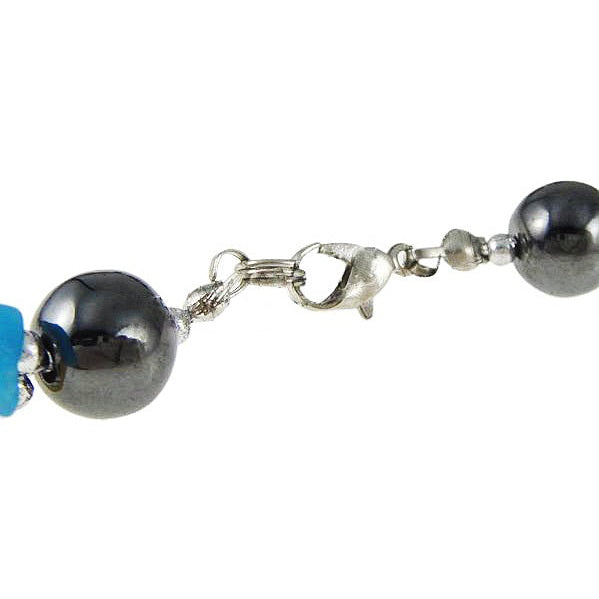 Slotje van edelstenen ketting met zwarte hematiet en gekleurde stukjes parelmoer en edelstenen | Colorfull Gemstone
