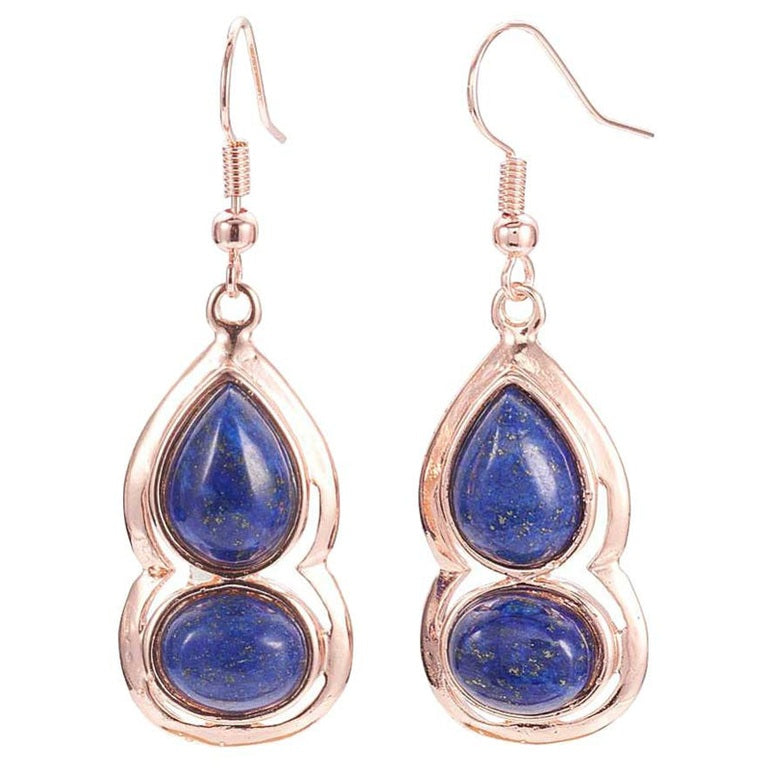 Blauwe edelstenen oorbellen met rosé goud | Lapis Lazuli Rosé Gold