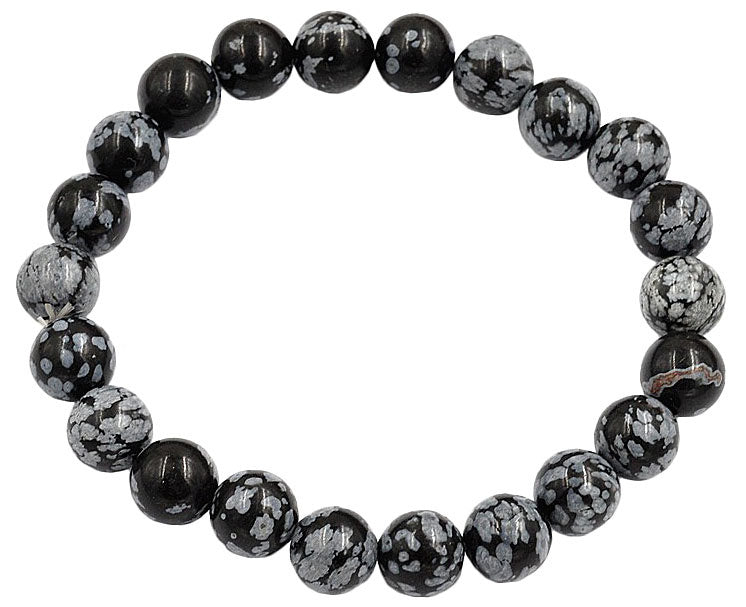 Zwart grijs edelstenen armband met edelsteen Sneeuwvlok obsidiaan | Snowflake Obsidian