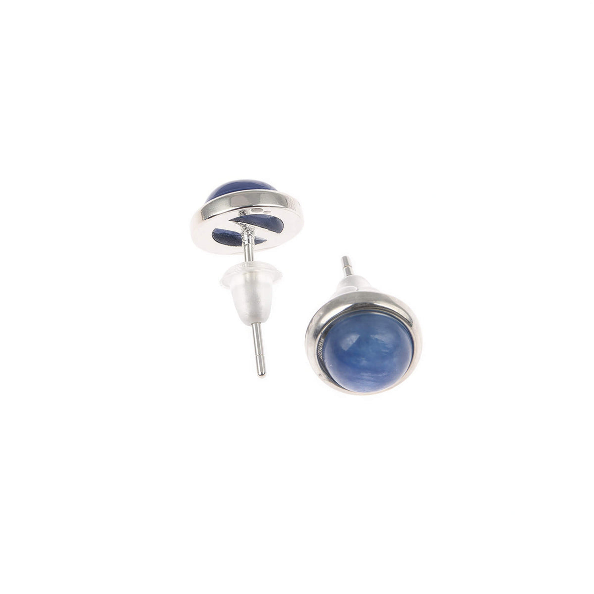 Blauwe edelstenen oorknopjes met kyaniet voor en achterzijde | Kyanite Small Silver