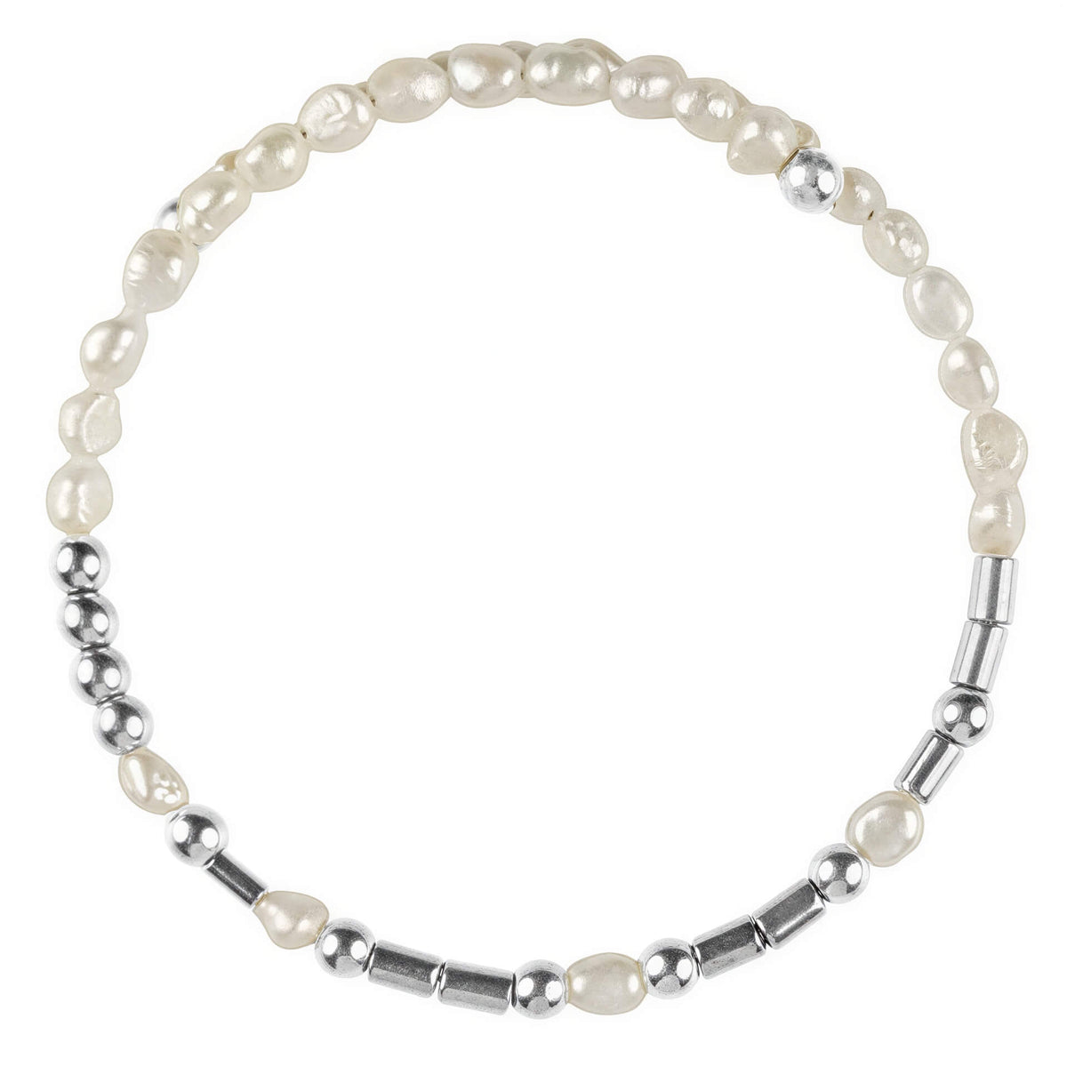 Wit zoetwater parel wikkelarmband met verbogen boodschap HAPPY in Morse code van zilveren edelstenen | Cadeau set zoetwater parel armband Morse Code Happy Pearl Silver