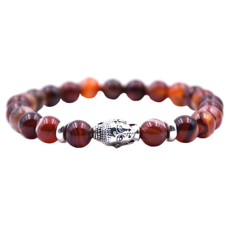 Rood edelstenen armband met een boeddha en rode agaat | Buddha Red Lace Agate