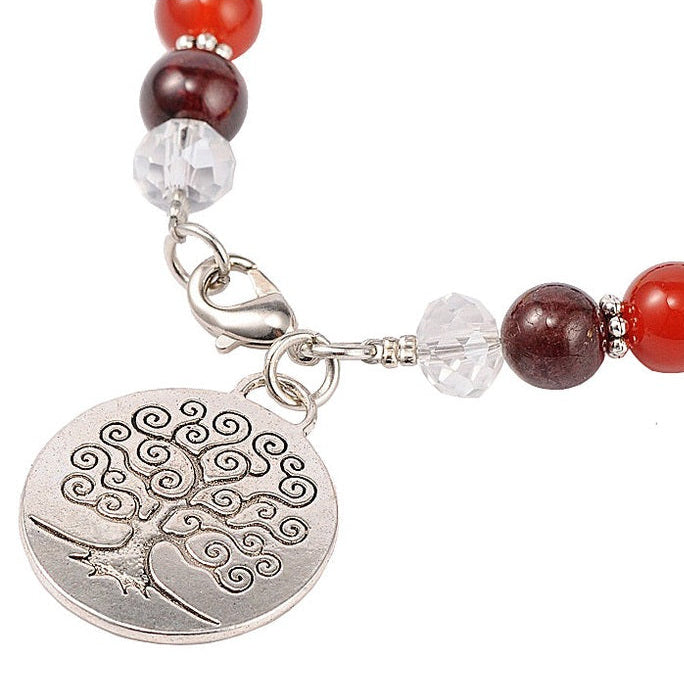 Slotje van edelstenen armband met verschillende soorten en kleuren edelstenen en levensboom bedeltje | Gemstone Chakra