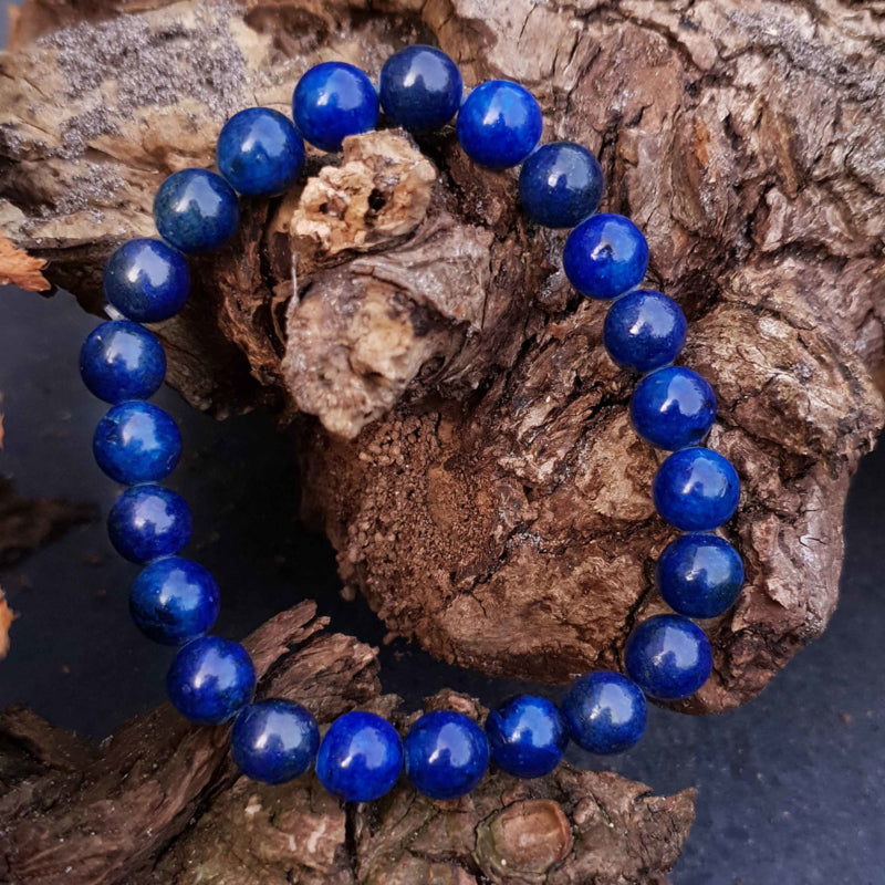Blauw edelstenen armband met lapis lazuli hangend aan stronk | Lapis Lazuli