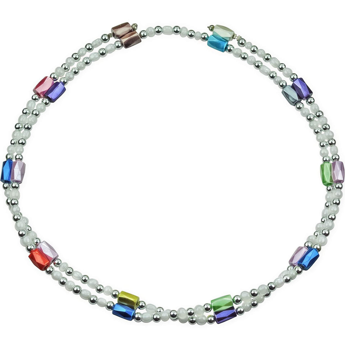 Lange edelstenen ketting met magnetiet bovenaanzicht | Color White Magnetite Wrap