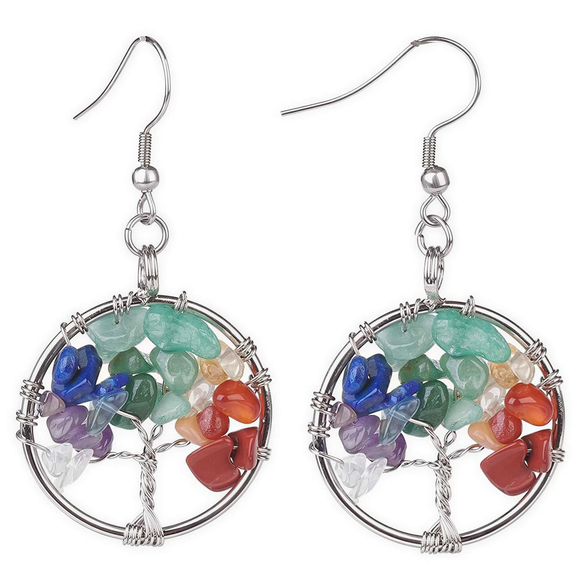 Edelstenen oorbellen met levensboom | Gemstone Tree of Life