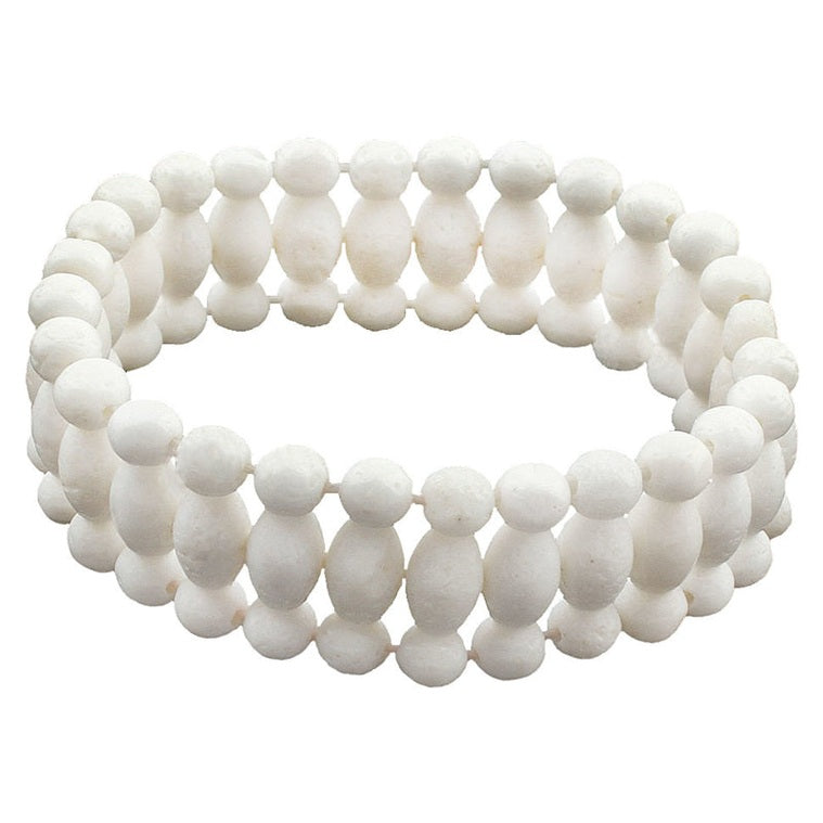 Wit breed koralen armband | Elastisch | White Coral