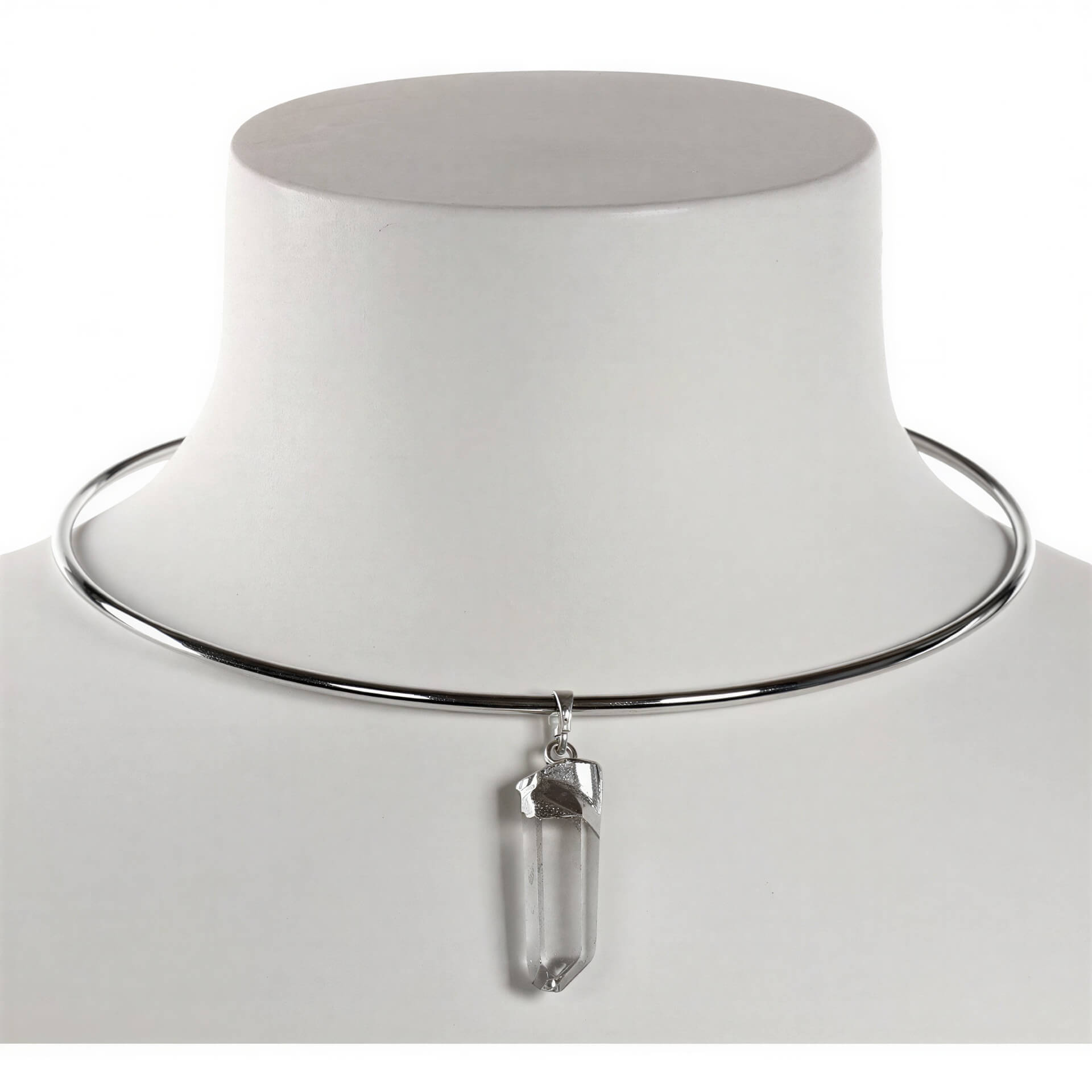 Edelstenen choker ketting met bergkristal op buste | Icicle Spang Silver