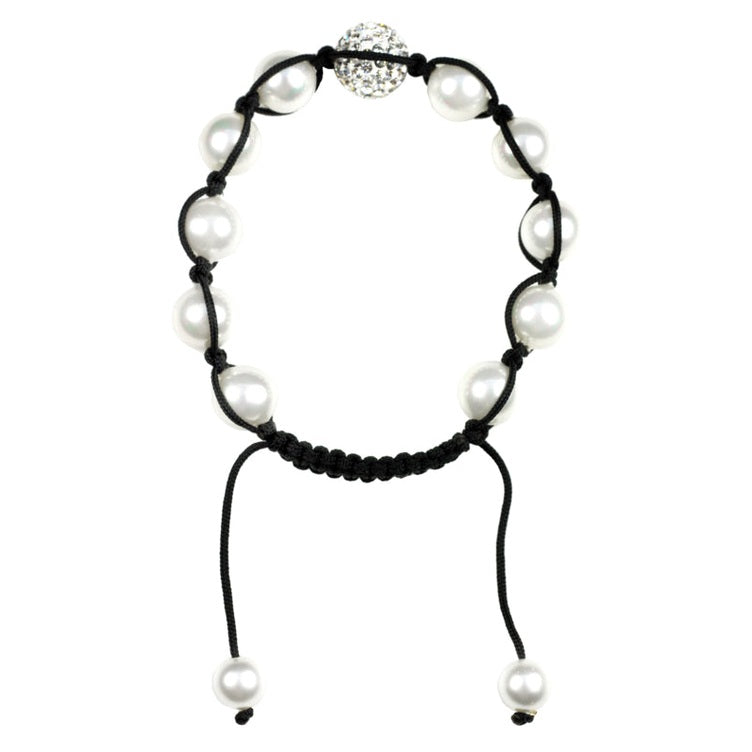 Parel armband met witte parels en stras steentjes achterzijde | Sambala Sparkling White