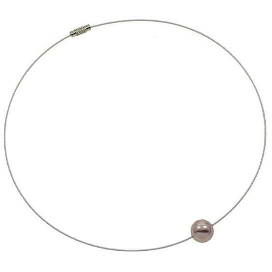 Oud roze mother of pearl parelketting aan spang | Wire Shiny Ball Pink