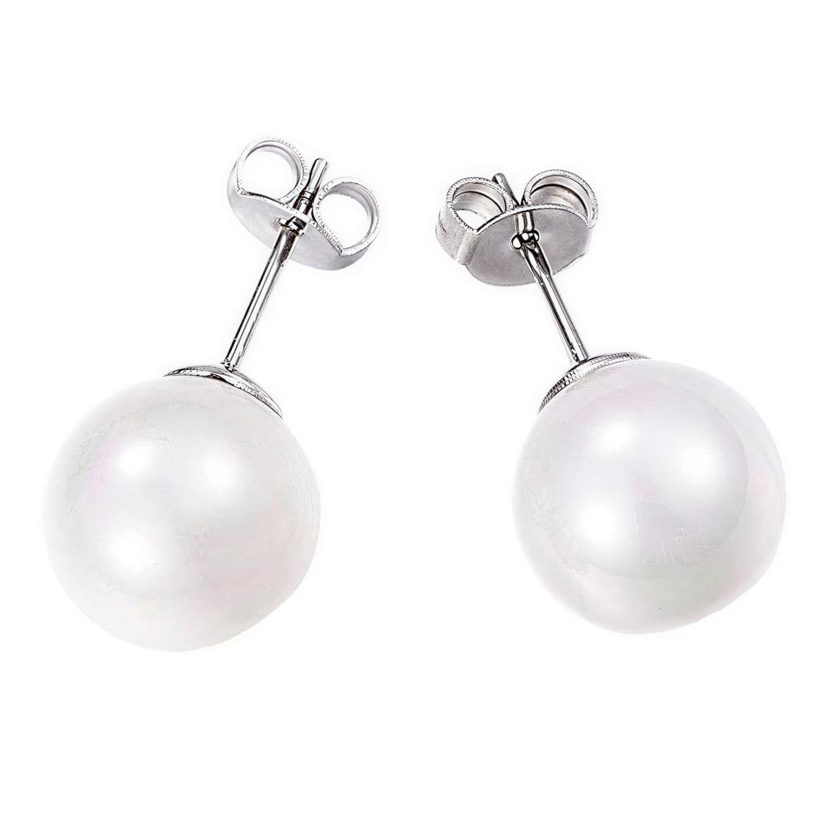 Witte parel oorknopjes met edelstaal | Sanna