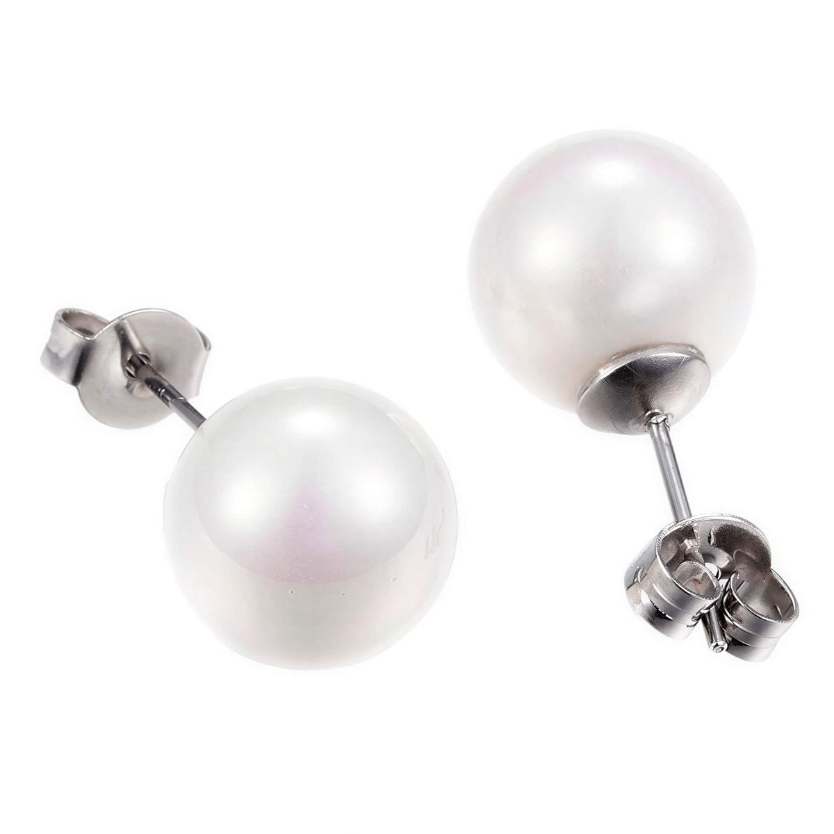 Witte parel oorbellen met edelstaal | Sanna