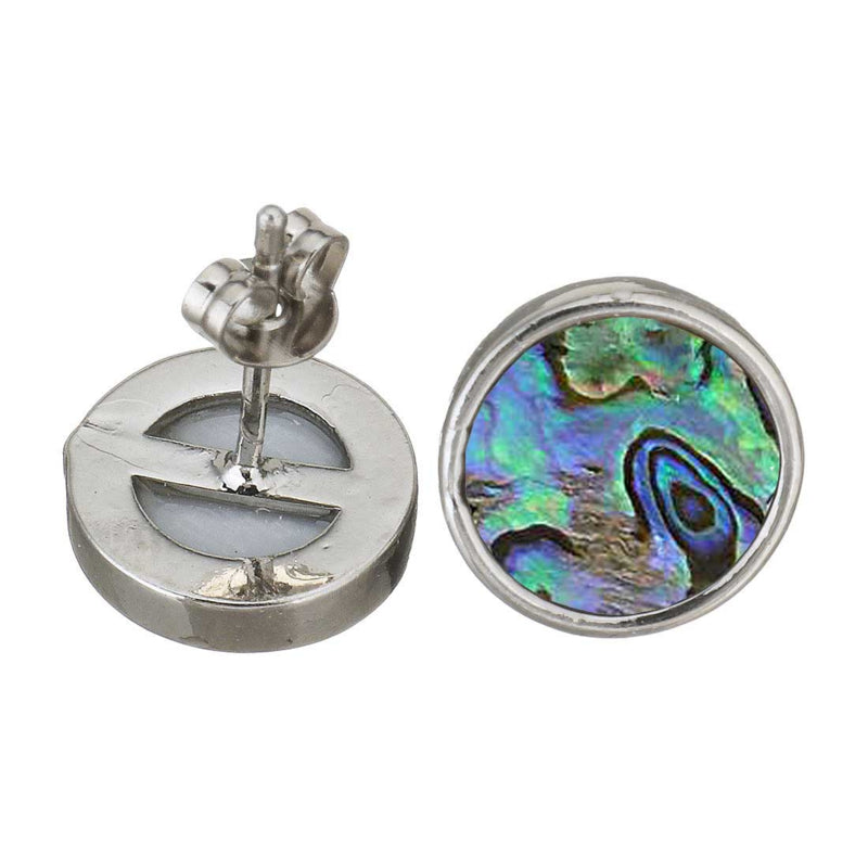 Parelmoeren oorknoppen met ronde abaloon ander kant| Abalone Stud Round