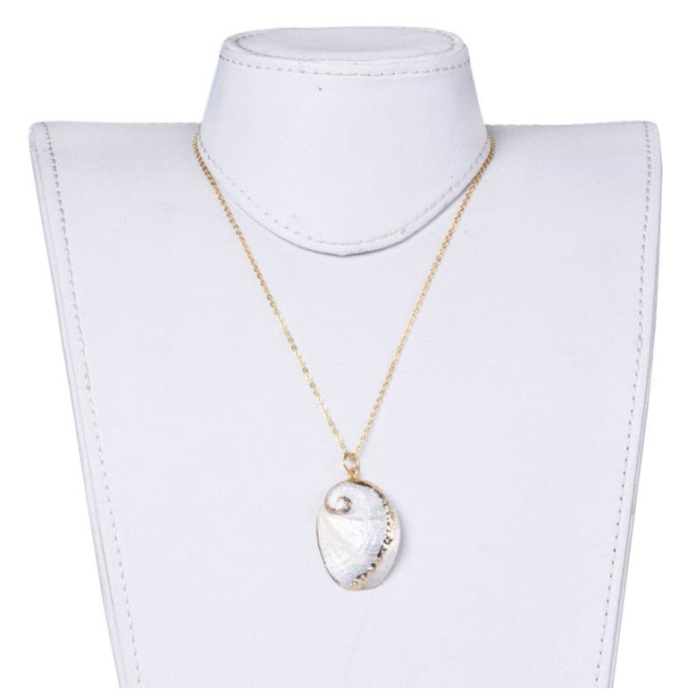 Parelmoeren schelpen ketting met witte schelp en goud edelstaal op buste | set White Shell Gold
