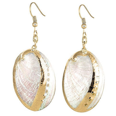 Parelmoeren schelpen oorbellen met witte schelp en goud edelstaal | set White Shell Gold