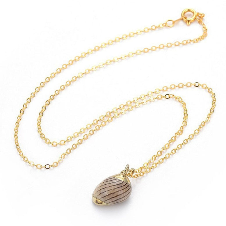 Schelpen schelpen ketting met bruine schelp | set Gold Spiral Shell