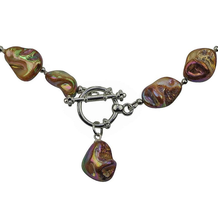 Slotje van bruin gekleurde parelmoeren schelpen ketting | Shell AB Brown