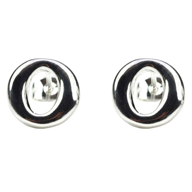 Verzilverde oorknoppen in vorm van O vooraanzicht | Silver O