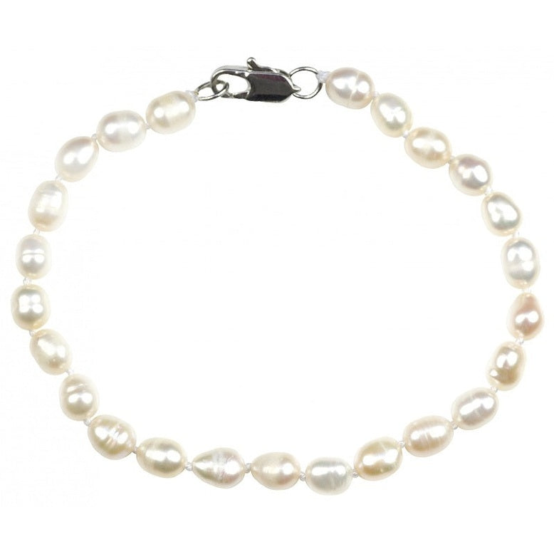 Wit zoetwater parel armband met sterling zilver (925) | Mini