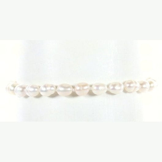 Wit zoetwater parel armband met sterling zilver (925) vooraanzicht | Mini