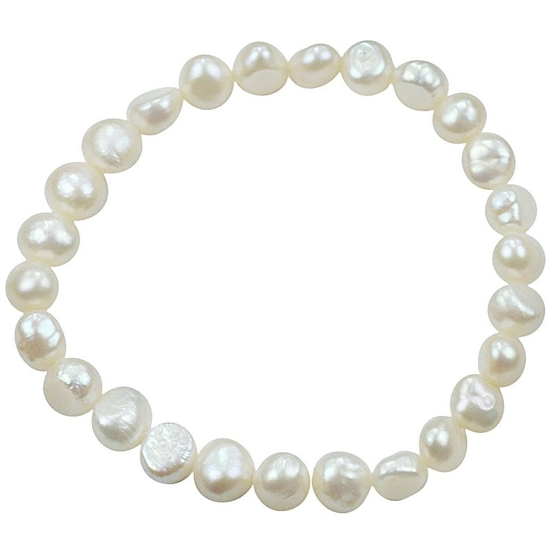 Wit zoetwater parel armband, elastisch | Wealca