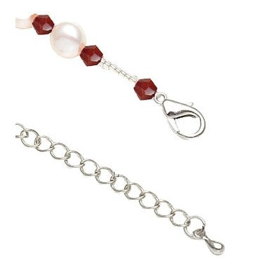 Slotje van wit zoetwater parel armband met rood facet geslepen kristallen | Pearl Red Crystal