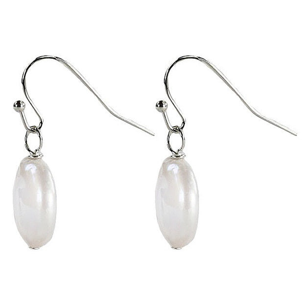Witte zoetwater parel oorbellen met sterling zilver (925), zijaanzicht | Colly