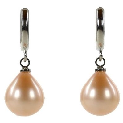 Zoetwater parel oorringen met zalm kleurige parels en zilver edelstaal | Zente