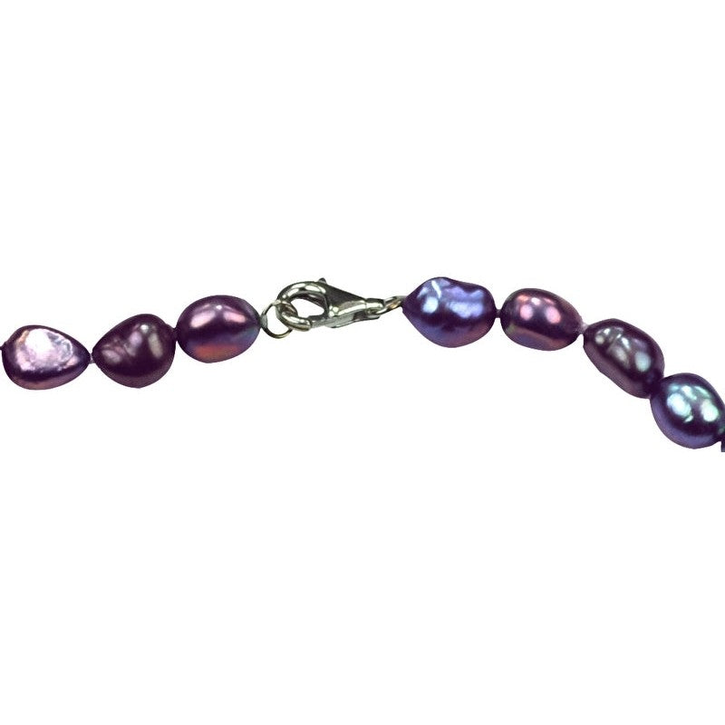 Slotje van zoetwater parelketting met blauw paarse parels en gerhodineerd zilver | dessa