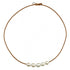 Witte parelketting met 6 parels en echt licht bruin leer | Joanne