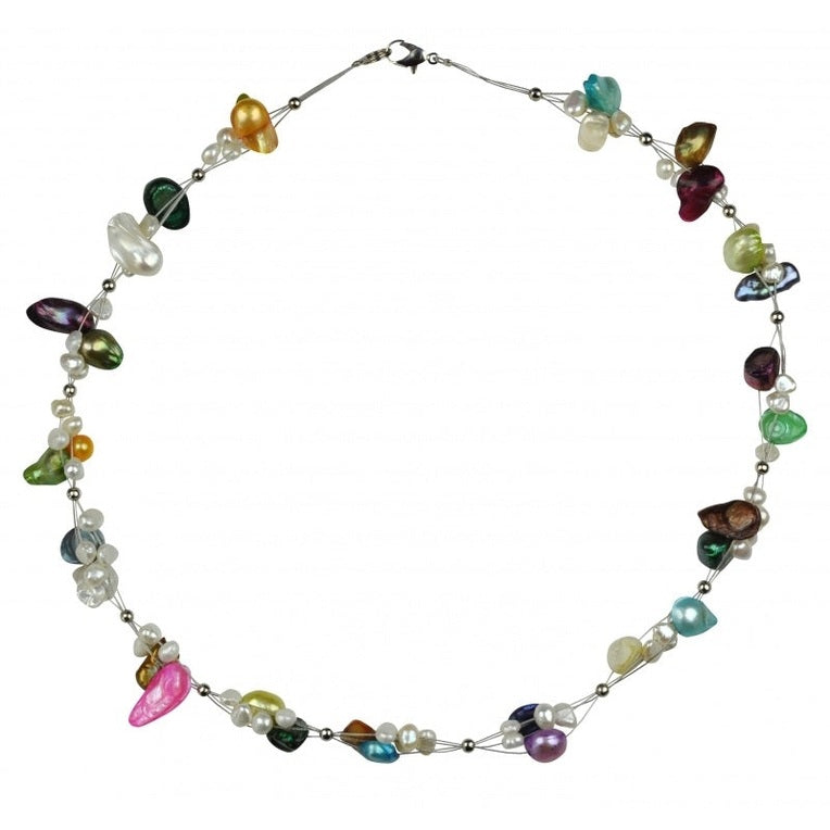 Zoetwater parelketting met vrolijk gekleurde parels en sterling zilver (925) | Olivia