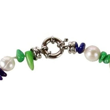 Slotje van zoetwater parelketting met witte parels en gekleurd parelmoer | Bold Happy
