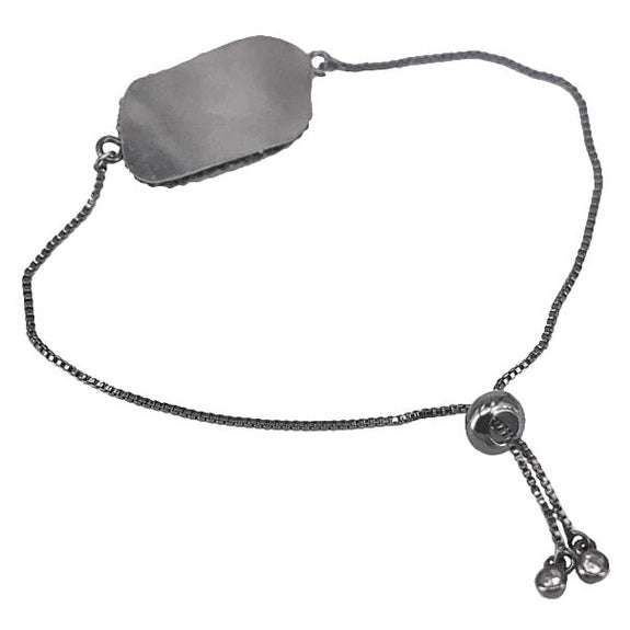Wit zoetwater parel armband met stras steentjes en schuifsluiting, achterzijde | Black Bright Biwa Pearl