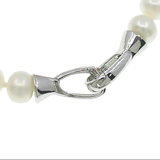 Slotje van wit zoetwater parel armband met zilveren stras steentjes | Bling Silver Pearl