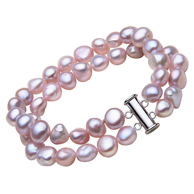 Roze zoetwater parel armband met 2 rijen | Frederique P