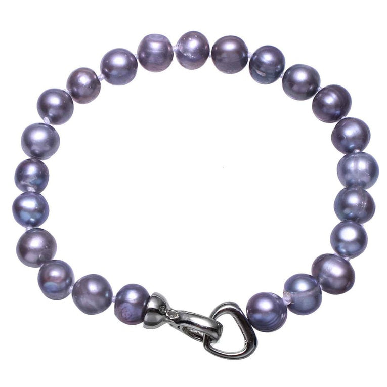 Handgeknoopt zoetwater parel armband met blauw-grijze parels | Grizelle