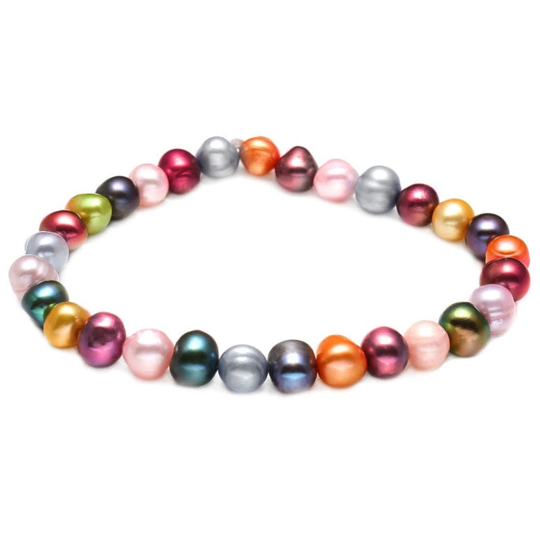 Zoetwater parel armband met vrolijke kleurtjes liggend | Indian Summer