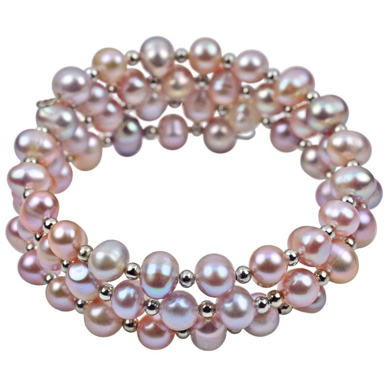 Roze zoetwater parel wikkelarmband | Pink Pearl Wrap