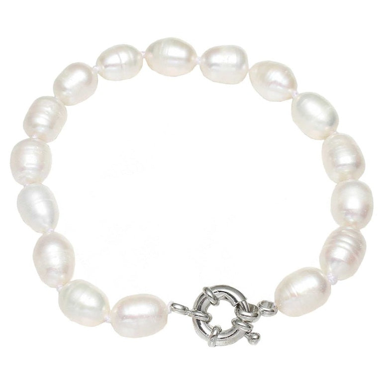 Wit handgeknoopt zoetwater parel armband, achteraanzicht | Wirra Small