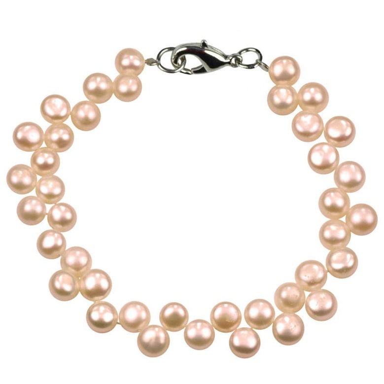 Zoetwater parel armband met zalm kleurige parels en sterling zilver (925) | Zanty