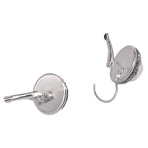 Zoetwater parel oorbellen met witte parel en stras steentjes, achterzijde | Bright Dangling Pearl